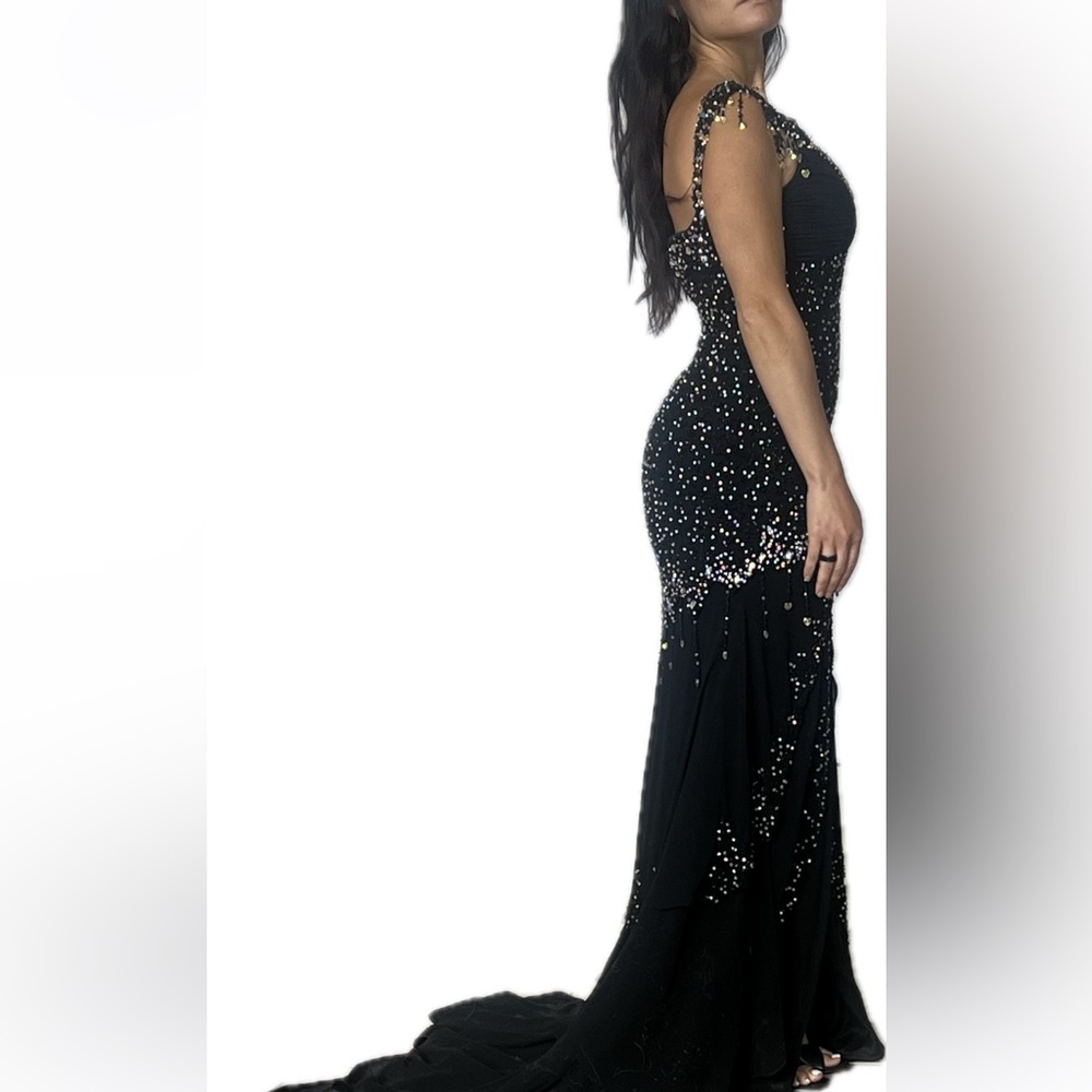 Sherri Hill Black Dress with Beaded Embellishments